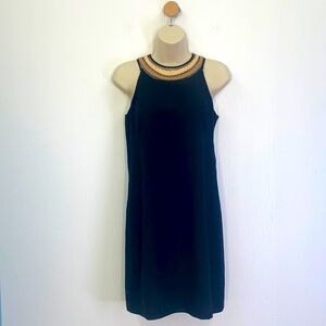 Ann Taylor - Sleeveless Black Dress With Cream and Beige Neck Design Size 2 P